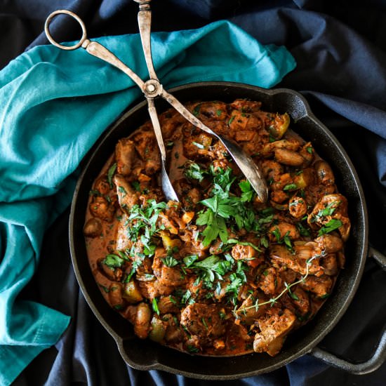 Chicken Hearts and Liver Paprikash - Recipe photo by havocinthekitchen