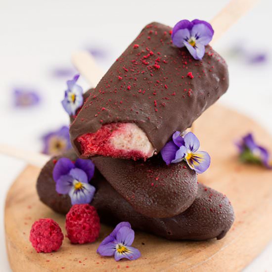 Raspberry Ripple Protein Popsicles - Recipe photo by thehealthytart