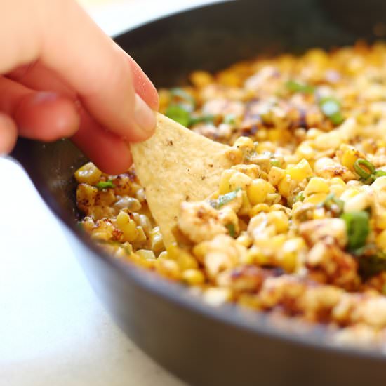 Warm Corn Dip with Jalopenos & Feta - Recipe photo by FromScratchFast
