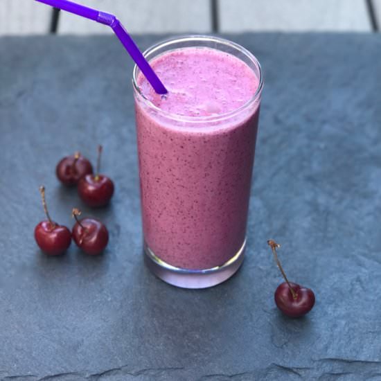 Blueberry-Cherry Smoothie - Recipe photo by simmerandsauce