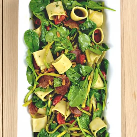 Pasta Salad with Asparagus, Spinach - Recipe photo by agourmetfoodblog