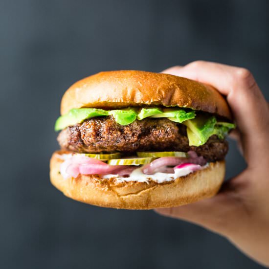 Lamb Smash Burgers - Recipe photo by saltpepperskillet