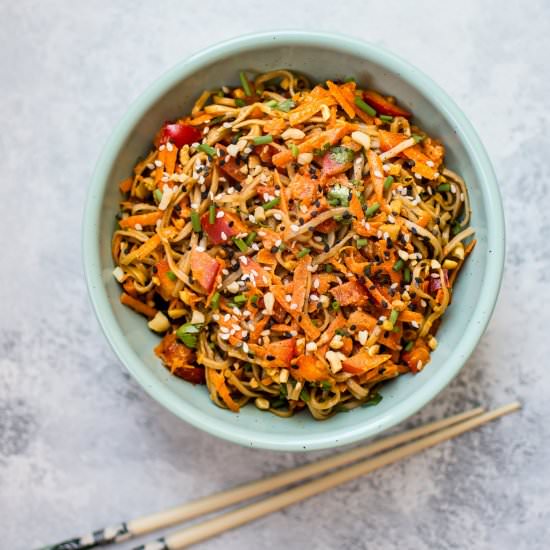 Spicy Peanut Soba Noodle Salad - Recipe photo by saltandlavender
