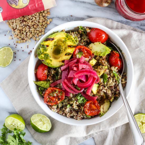 Grilled Avocado Tomato Grain Salad - Recipe photo by pumpkinandpeanutbutter