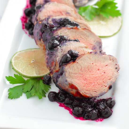 Pork with Blueberry Sauce - Recipe photo by Chef in the Burbs