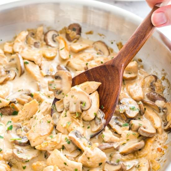 Creamy Mushroom Chicken Pasta - Recipe photo by platedcravings