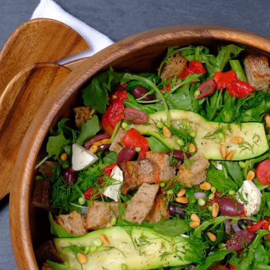 Fresh Summer Panzanella - Recipe photo by Meatless Makeovers