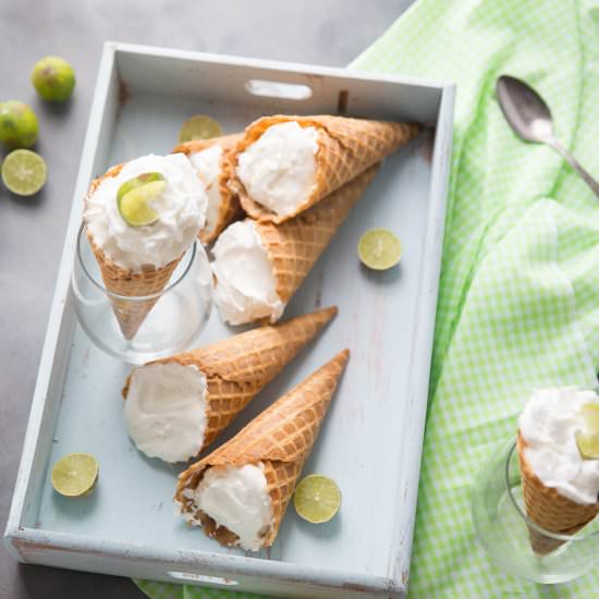 Frozen Key Lime Pie Waffle Cones - Recipe photo by lemons for lulu