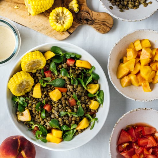 Cold Lentil Salad with Peaches - Recipe photo by giverecipe