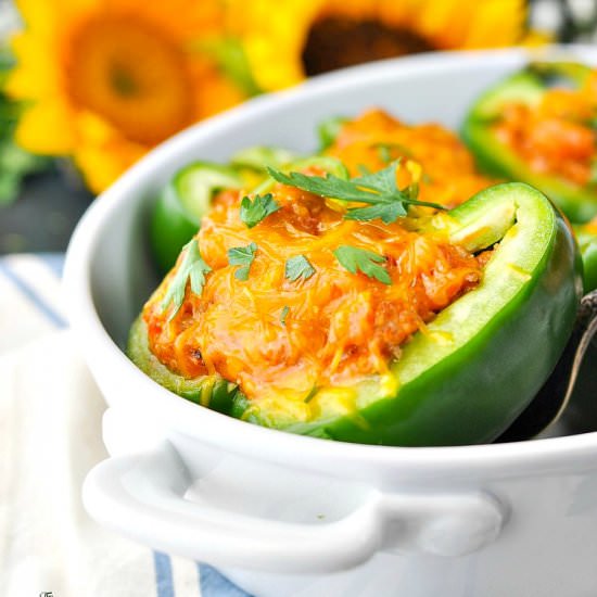Amish Sausage-Stuffed Green Peppers - Recipe photo by The Seasoned Mom