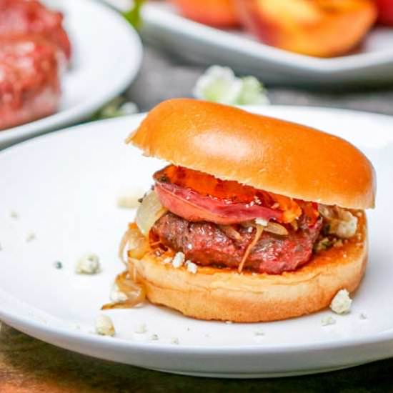 Burgers w/ Peaches & Chipotle Onion - Recipe photo by theculinarycompass