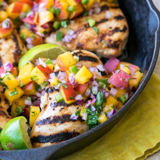 Chicken with Peach Jalapeño Salsa - Recipe photo by theviewfromgreatisland