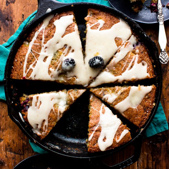 Blackberry Peach Cornmeal Cake - Recipe photo by sallysbakingaddiction
