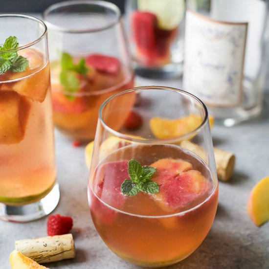 Rosé Wine with Fresh Fruit Cubes - Recipe photo by joyfulhealthyeats