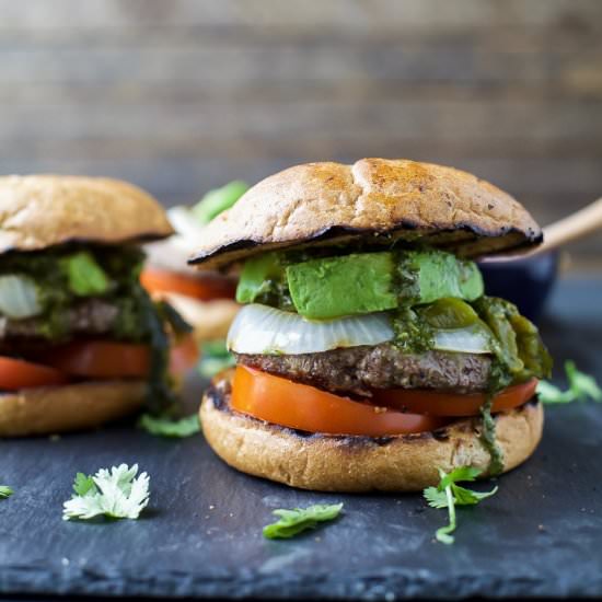 Zesty Chimichurri Burgers - Recipe photo by joyfulhealthyeats
