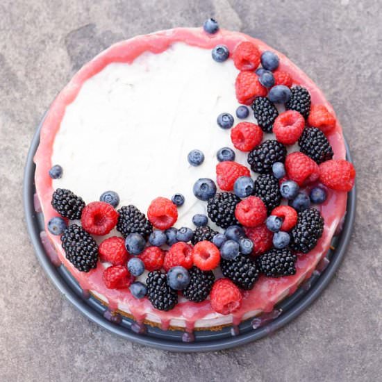 Rhubarb Cashew Ice Cream Cake - Recipe photo by Eat Your Way Clean