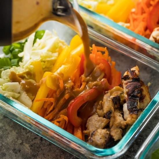 Satay Chicken Meal Prep Lunch Bowls - Recipe photo by sweetpeasandsaffron
