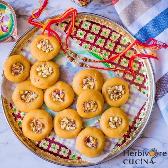 Instant Microwave Kesar Peda - Recipe photo by Herbivore Cucina