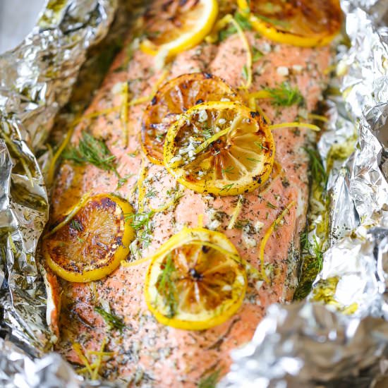 Lemon Dill Salmon in Foil - Recipe photo by damndelicious