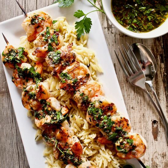 Grilled Shrimp with Chimichurri - Recipe photo by the hungry bluebird