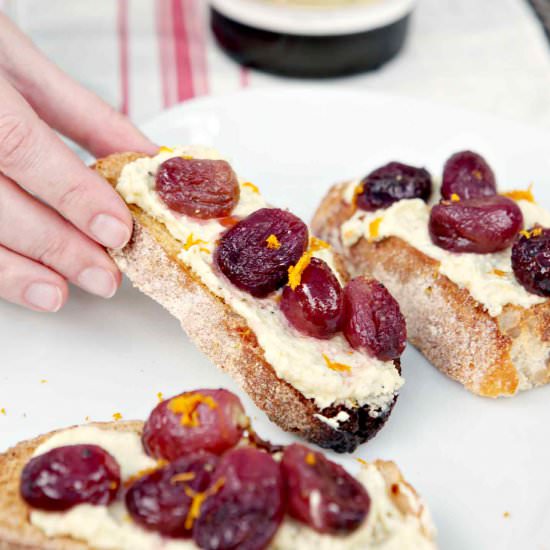 Roasted Grape Bruschetta - Recipe photo by thespeckledpalate