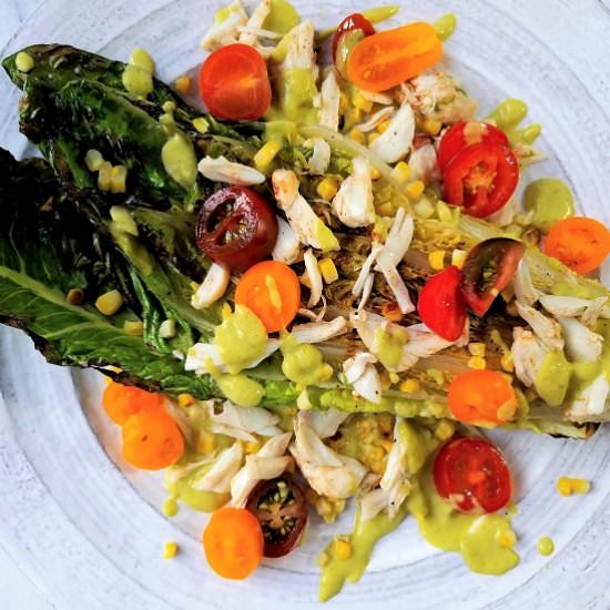 Grilled Romaine + Avocado Tomatillo - Recipe photo by Give it Some Thyme