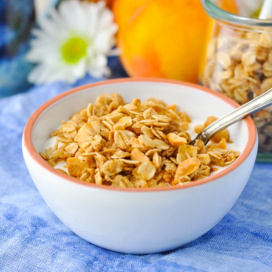 Peanut Butter Skillet Granola - Recipe photo by The Seasoned Mom