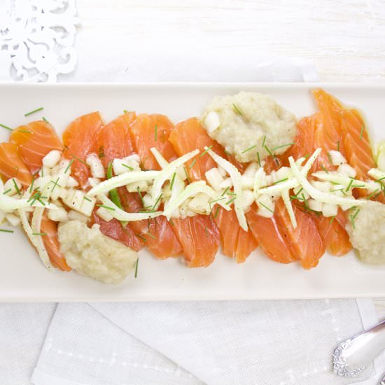 Salmon Carpaccio with Pear-Fennel - Recipe photo by The FoodOlic