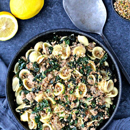 Pasta with Kale & Turkey Sausage - Recipe photo by The Foodie Physician