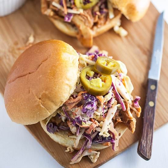 Slow Cooker BBQ Chicken Sandwiches - Recipe photo by therusticfoodie