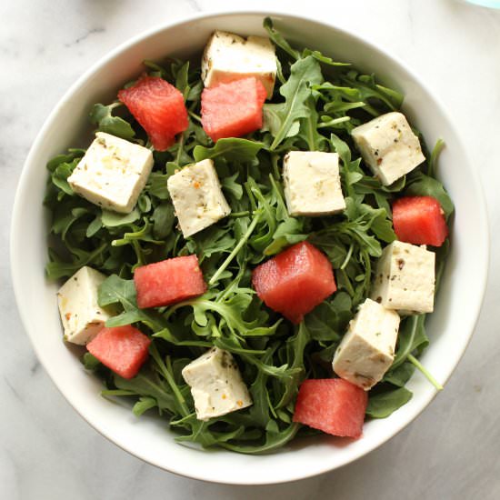 Vegan Tofu Feta Watermelon Salad - Recipe photo by kbaked