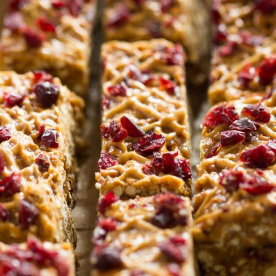 Peanut Butter & Jelly Pretzel Bars - Recipe photo by thegoldlininggirl
