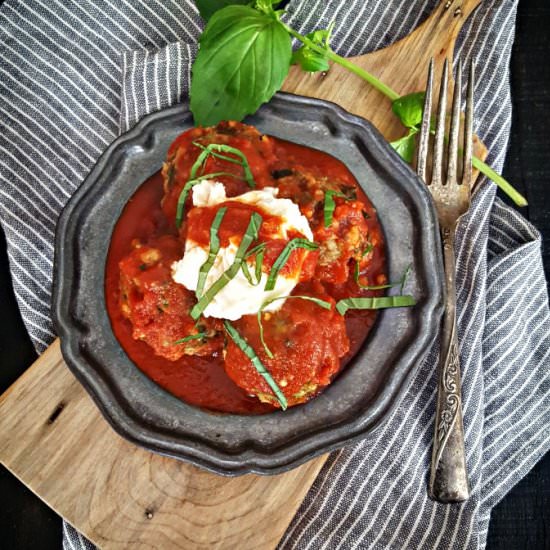 Eggplant & Kale "Meatballs" - Recipe photo by mangotomato