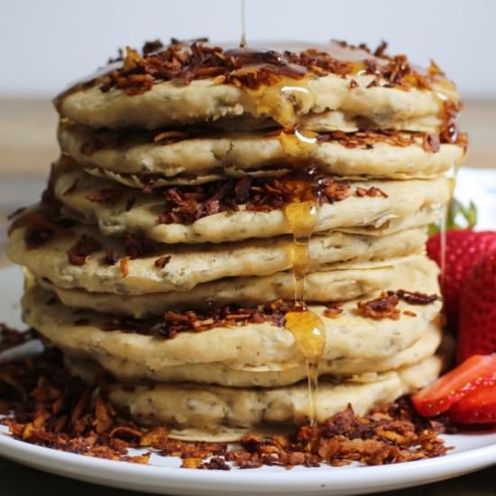 Coconut Bacon Vegan Pancakes - Recipe photo by babemadeblog