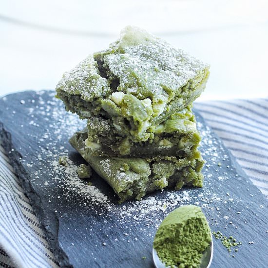 White Chocolate Matcha Brownies - Recipe photo by Couple Eats Food