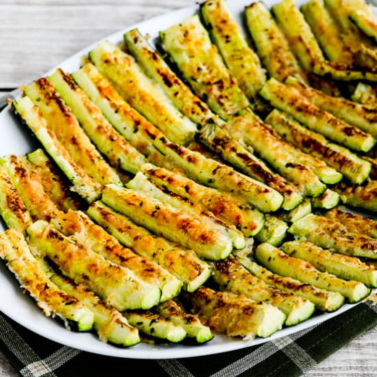 Parmesan Encrusted Zucchini - Recipe photo by kalynskitchen
