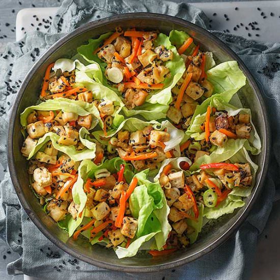 Tofu Lettuce Cups - Recipe photo by Rawmazing