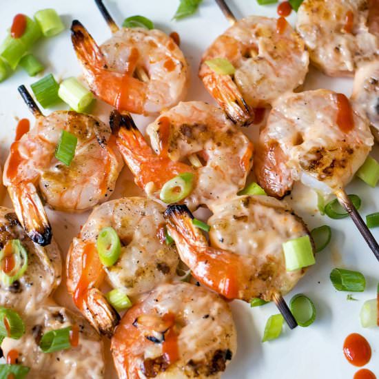 Grilled Bang Bang Shrimp Skewers - Recipe photo by julieseatsandtreats