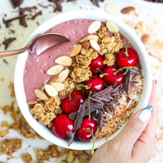Dark Cherry Smoothie Bowls - Recipe photo by damndelicious