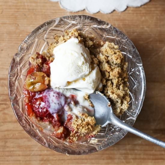 Strawberry Gooseberry Crumble - Recipe photo by fromthelarder