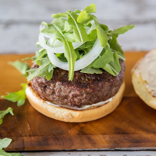Brie and Scallion Stuffed Hamburger - Recipe photo by muttandchops