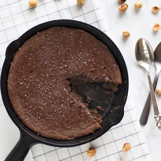 Paleo Nutella Skillet Brownie - Recipe photo by asassyspoon
