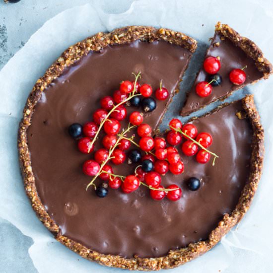 Vegan chocolate tart - Recipe photo by Stinnagm