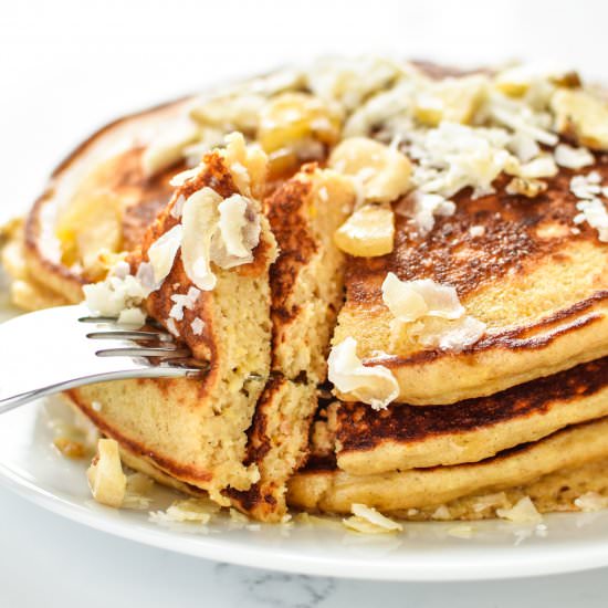 Tropical Pineapple Protein Pancakes - Recipe photo by projectmealplan