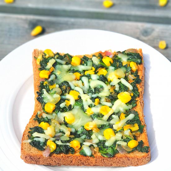 Spinach & Sweet Corn Toast - Recipe photo by tanusrecipes