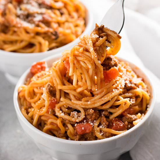 Instant Pot Spaghetti - Recipe photo by TheSaltyMarshmallow