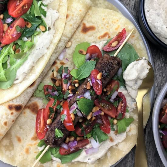 Lamb Kofta Wraps & Eggplant Yoghurt - Recipe photo by chef not required