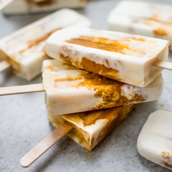 Pumpkin Pie Breakfast Popsicles - Recipe photo by saltandlavender