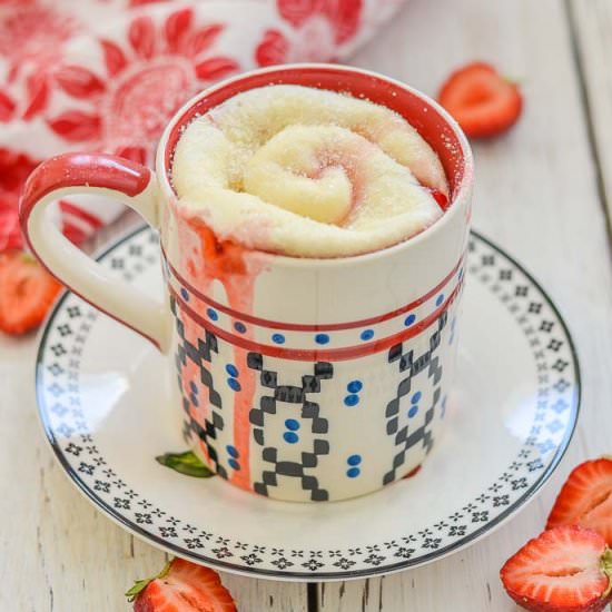 Strawberry Sweet Roll Mug Cake - Recipe photo by AVirtualVegan