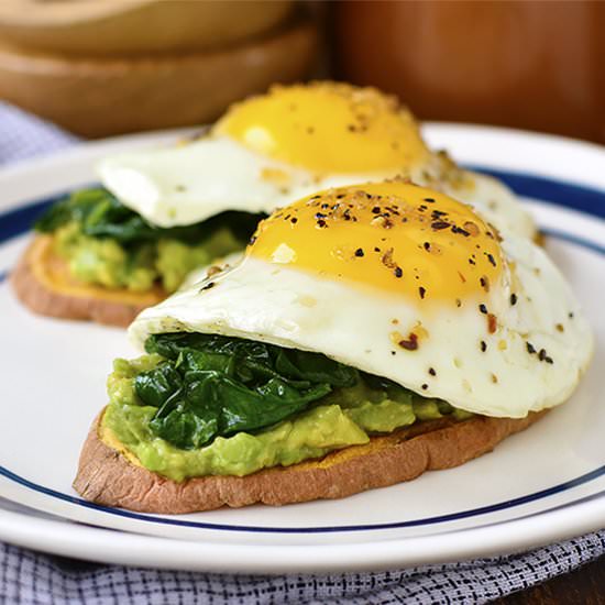 Avocado, Egg and Spinach Sweet Pota - Recipe photo by iowagirleats